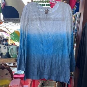Chico's Blue and White Ombre Knit Top